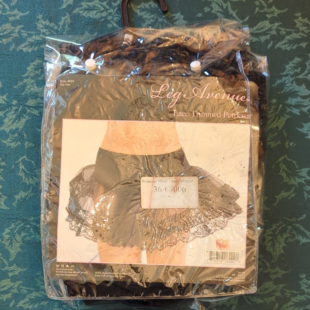 Leg Avenue lace trimmed petticoat. Used once as part of a costume then stored.